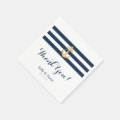 Nautische bruiloft Gold Anker Marine Blauwe Strepe Servetten (Hoek)