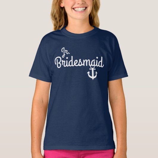 Nautische bruiloft Junior bruidsmeisje T-shirt met (Voorkant)