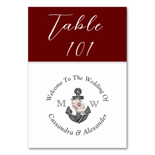 Nautische bruiloft kastanjebruiloft rode bloemanke kaart (Achterkant)