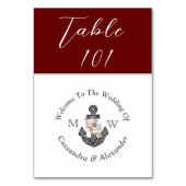 Nautische bruiloft kastanjebruiloft rode bloemanke kaart (Voorkant)