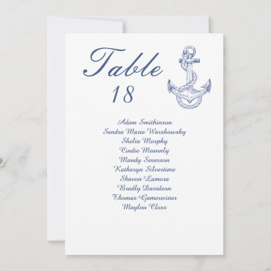 Nautische bruiloft marine blauw anker Tafelnummer (Achterkant)