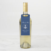 nautische bruiloft marine blauw goud dank u flessenhanger (Op fles)