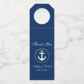 nautische bruiloft marine blauw goud dank u flessenhanger (Voorkant)
