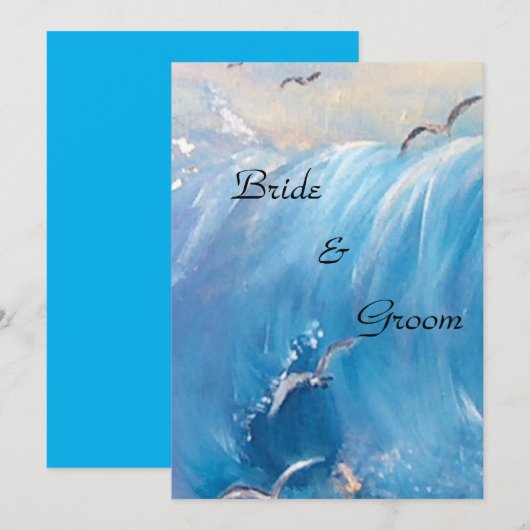     Nautische bruiloft met golf uitnodiging (Voorkant / Achterkant)