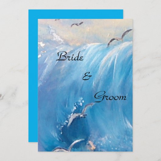 Nautische bruiloft met golfuitnodiging kaart (Voorkant / Achterkant)