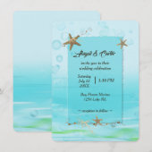 Nautische bruiloft met zeesterren en bubbels kaart (Voorkant / Achterkant)