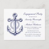 Nautische bruiloft Navy Blue Anker Verlovingsfeest Briefkaart (Voorkant)