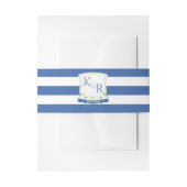 Nautische bruiloft Navy White Monogram Crest Uitnodigingen Wikkel (Voorkant Voorbeeld)
