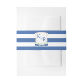 Nautische bruiloft Navy White Monogram Crest Uitnodigingen Wikkel
