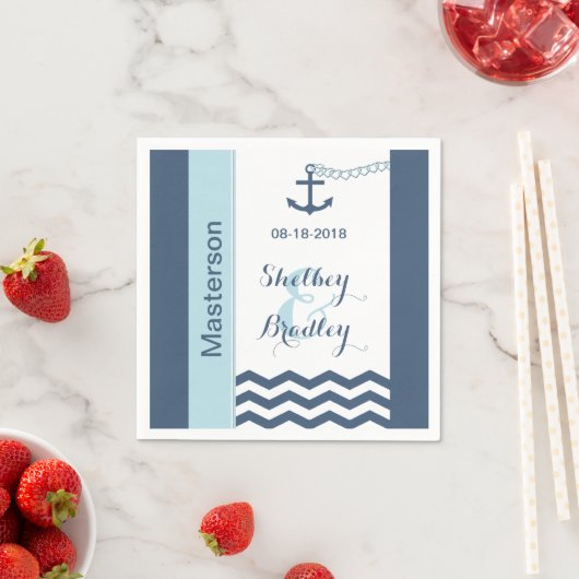 Nautische bruiloft papieren servetten (Insitu)