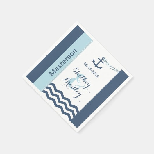 Nautische bruiloft papieren servetten (Hoek)