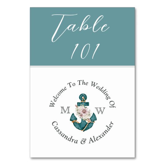Nautische Bruiloft Poeder Blauwgroen Aqua Blue Kaart (Voorkant)