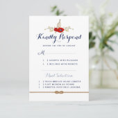 Nautische Bruiloft Rood, Wit, & Blauw Semi-formeel RSVP Kaartje (Staand voorkant)