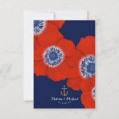Nautische Bruiloft Rood, Wit, & Blauw Semi-formeel RSVP Kaartje (Achterkant)