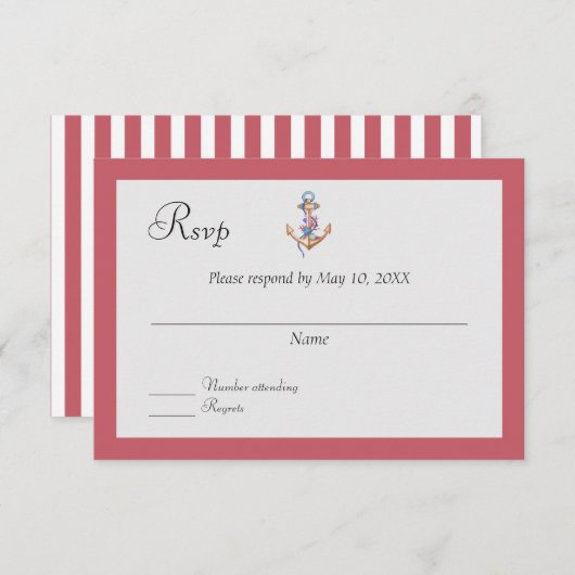 Nautische bruiloft RSVP (Voorkant / Achterkant)