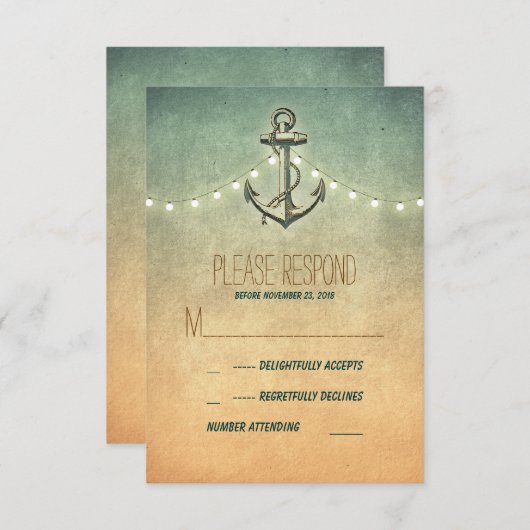 nautische bruiloft RSVP-kaart RSVP Kaartje (Voorkant / Achterkant)