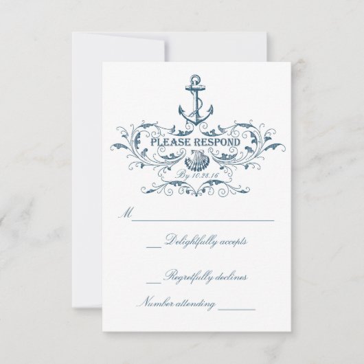 Nautische bruiloft RSVP kaarten Kaartje (Voorkant)