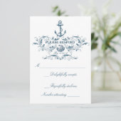 Nautische bruiloft RSVP kaarten Kaartje (Staand voorkant)