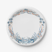 Nautische bruiloft Seashell krans Papieren Bordje (Voorkant)