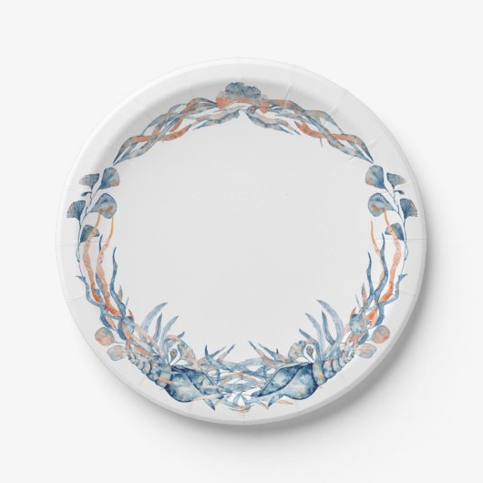 Nautische bruiloft Seashell krans Papieren Bordje (Voorkant)