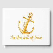 Nautische bruiloft Sinaasappel Anker Strand Zomer Gastenboek (Voorkant)