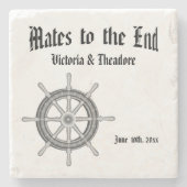 Nautische Bruiloft Stenen Onderzetter (Voorkant)