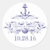 Nautische bruiloft stickers met anker (Voorkant)