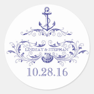 Nautische bruiloft stickers met anker