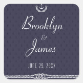 Nautische bruiloft stickers met blauwe ankers (Voorkant)