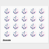 Nautische bruiloft stickers met monogram ankers (Vel)