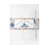 Nautische Bruiloft Strand Blauw Seashell en Rozen, Uitnodigingen Wikkel (Voorkant Voorbeeld)