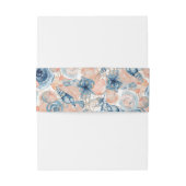 Nautische Bruiloft Strand Blauw Seashell en Rozen, Uitnodigingen Wikkel (Achterkant Voorbeeld)