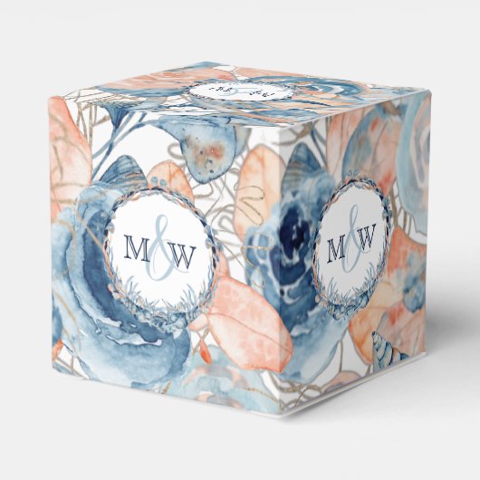 Nautische bruiloft Strand Seashell Bloemen Bedankdoosjes (Achterkant)