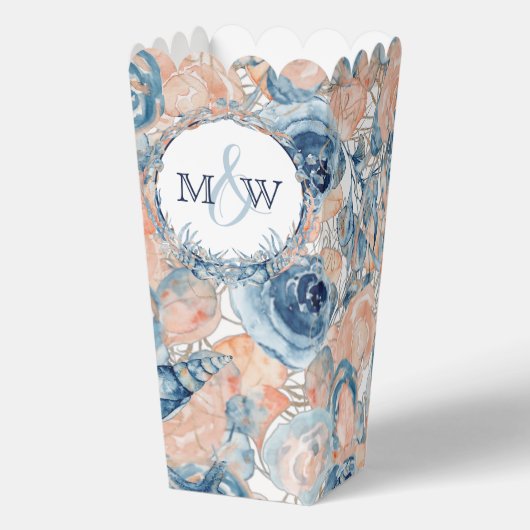 Nautische bruiloft Strand Seashell Bloemen Bedankdoosjes (Achterkant)