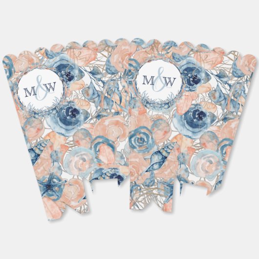 Nautische bruiloft Strand Seashell Bloemen Bedankdoosjes (Ongevouwen)