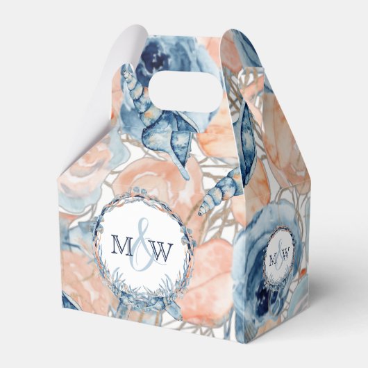 Nautische bruiloft Strand Seashell Bloemen Bedankdoosjes (Voorkant Zijde)