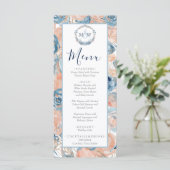 Nautische bruiloft Strand Seashell Bloemen Menu (Staand voorkant)