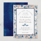 Nautische bruiloft Strand Seashell Bloemen Rozen Kaart (Voorkant / Achterkant)