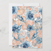 Nautische bruiloft Strand Seashell Bloemen Rozen Kaart (Achterkant)