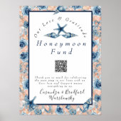 Nautische bruiloft Strand Seashell Rozen huwelijks Poster (Voorkant)