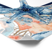 Nautische bruiloft Strand Seashell Rozen huwelijks Poster (Hoek)