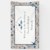 Nautische bruiloft Strand Seashell Rozen huwelijks Spandoek (Verticaal)