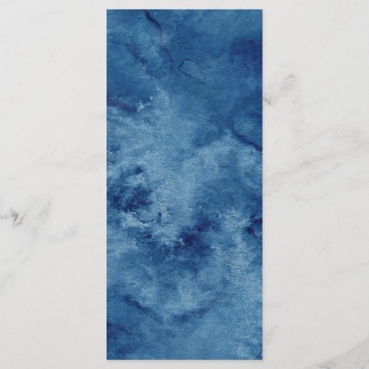 Nautische bruiloft strand Waterverf Navy blauw Menu (Achterkant)