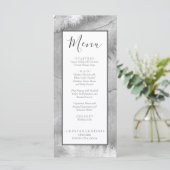 Nautische Bruiloft Strand Waterverf Pewter Grijs Menu (Staand voorkant)