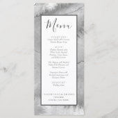 Nautische Bruiloft Strand Waterverf Pewter Grijs Menu (Voorkant)