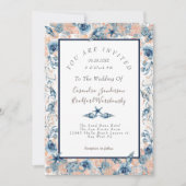 Nautische Bruiloft Strand Zee Shell Bloemen Roos L Kaart (Voorkant)