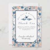 Nautische Bruiloft Strand Zee Shell Bloemen Rozen Bedankkaart (Voorkant)