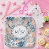 Nautische Bruiloft Strand Zee Shell en Rozen, Papieren Bordje (Feest)