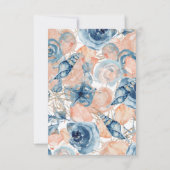 Nautische Bruiloft Strand Zee Shell en Rozen, RSVP Kaartje (Achterkant)