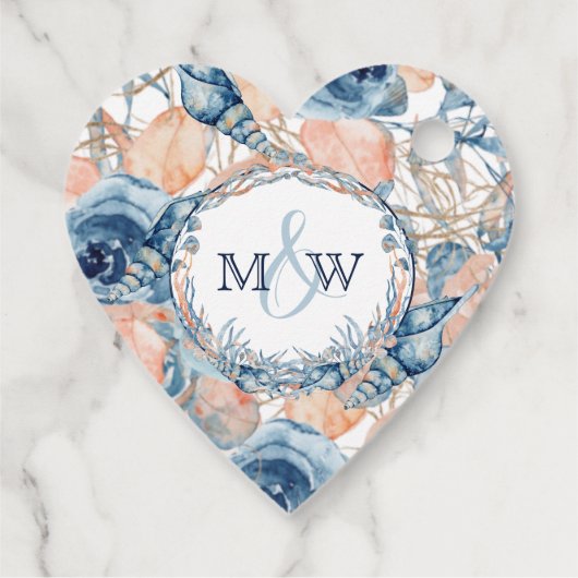 Nautische Bruiloft Strand Zee Shell Flowers Bedankjes Labels (Achterkant)